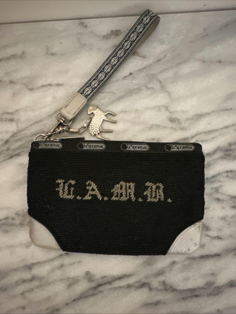 L.A.M.B For Lesportsac Gwen Stefani Micro Beaded Wristlet W/ Lamb Jeweled Charm